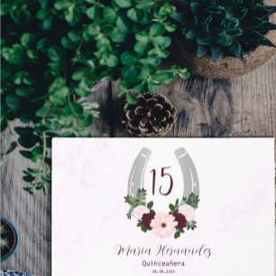 Floral Western Horseshoe Quinceanera Guest Book