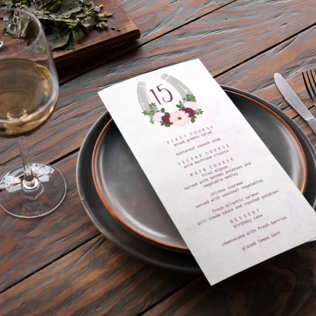 Floral Western Horseshoe Quinceanera Menu (Creator Uploaded)