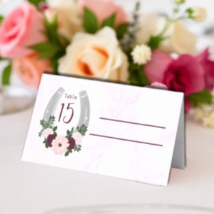 Floral Western Horseshoe Quinceanera Place Card