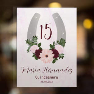 Floral Western Horseshoe Quinceanera Window Cling