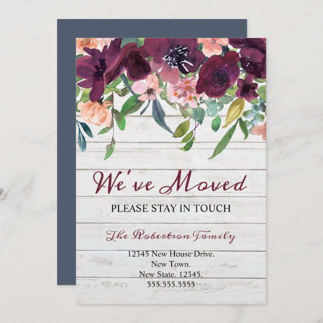 Floral We've Moved | New Address  Announcement (Front/Back)