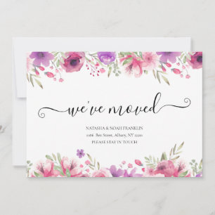 Floral We've Moved Script New Home Address