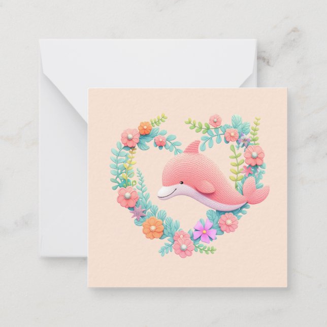 Floral Whale Heart Love Name Card (Back)