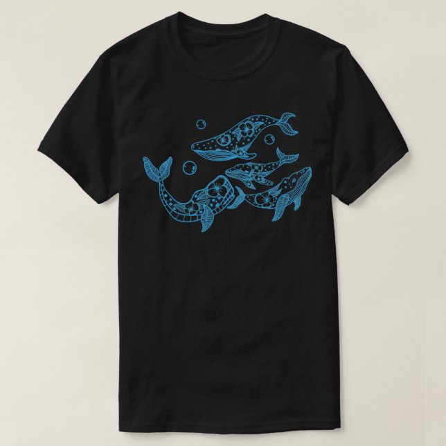 Floral Whales T-Shirt (Design Front)