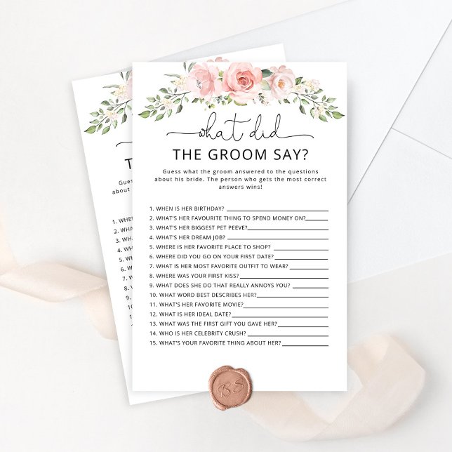 Floral What did the groom say bridal shower game (Creator Uploaded)