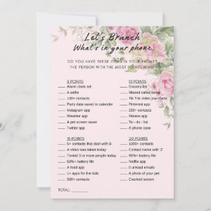 Floral What's In Your Phone Brunch Party Game Invitation