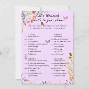 Floral What's In Your Phone Brunch Party Game Invitation