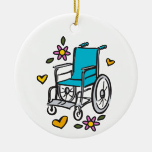 Floral Wheelchair Ceramic Tree Decoration