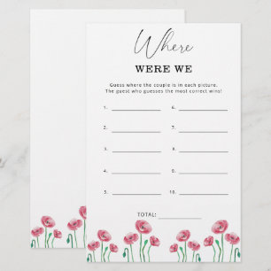 Floral Where were we bridal shower game