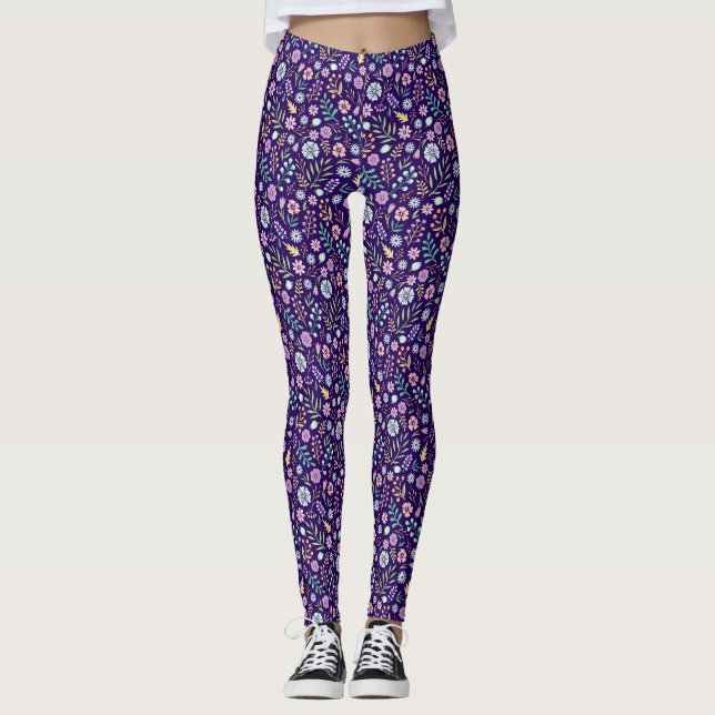 Floral Whimsical Boho Pattern Leggings (Front)