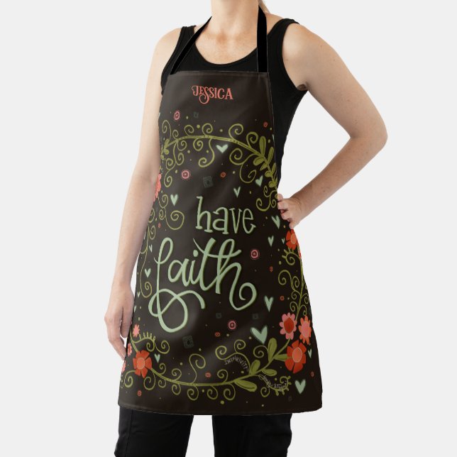  Floral Whimsical Custom Faith Inspirivity Apron (Insitu)