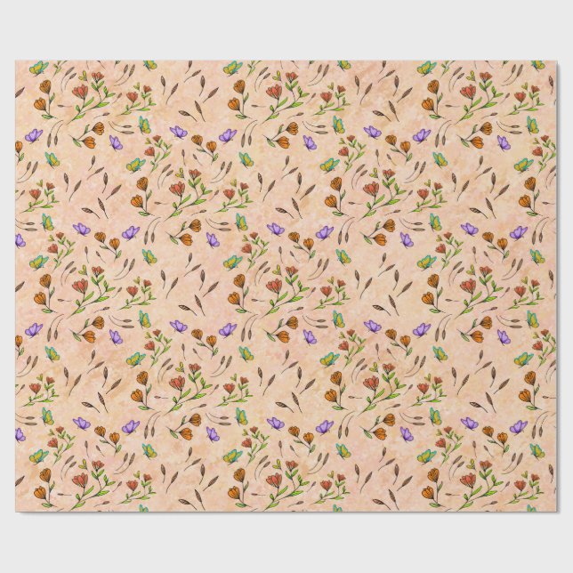 Floral Whimsical Gift Wrapping Paper (Flat)