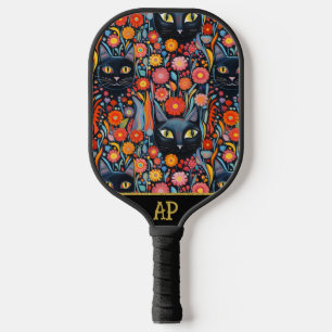 *~* Floral Whimsical Quirky Cat AP68 PHOTO 4 Pickleball Paddle