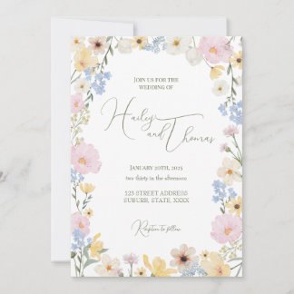 Floral Whimsical Wedding Invitation 