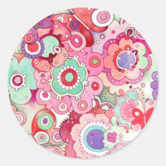 Floral Whimsy Classic Round Sticker