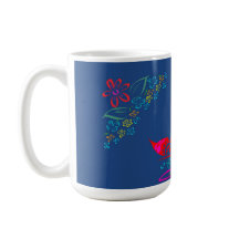floral whimsy folk art colourful ditsy flowers blu