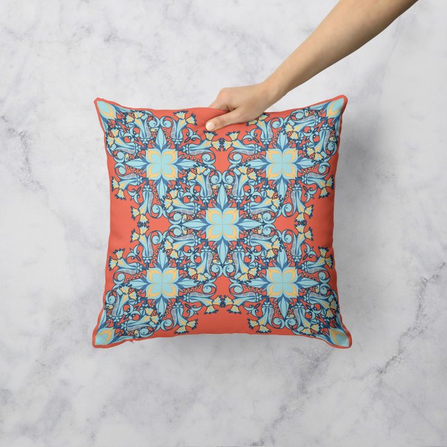 Floral Whirlwind in Coral Cushion (Creator Uploaded)