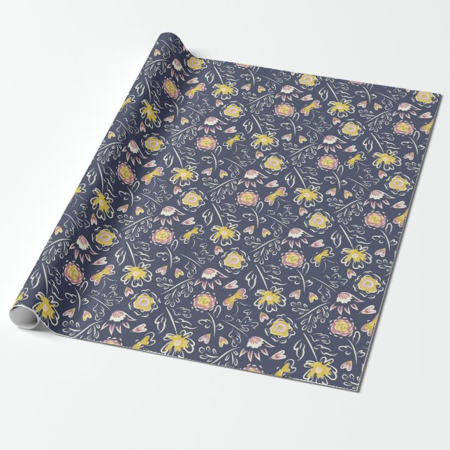 Floral Whirlwind  Wrapping Paper (Unrolled)