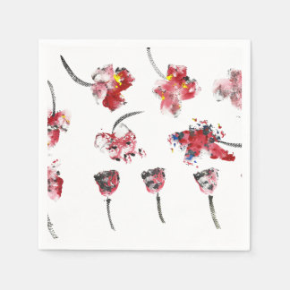 Floral Whispers -Abstract Acrylic Hibiscus & Rose Napkin