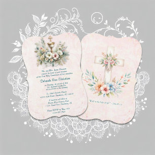 Floral White and gold chalice  Invitation