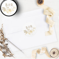 Floral White and Gold Wedding Envelope Seal/Favour