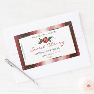 Floral White and Red Soft Glitter Product Labels