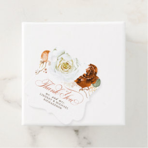 Floral White and Terracotta Fall Wedding Thank You Favour Tags