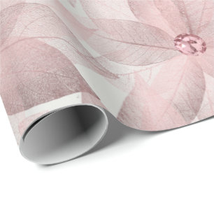 Floral White Bridal Graduatio Birthday 16th Gray Wrapping Paper