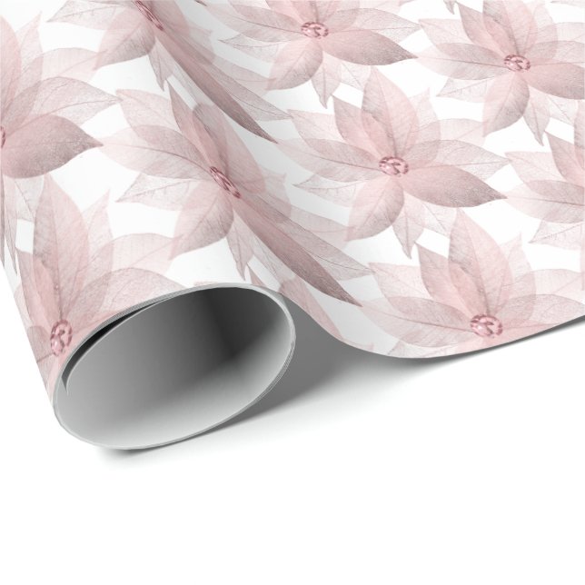 Floral White Bridal New Baby Birthday Party White Wrapping Paper (Roll Corner)