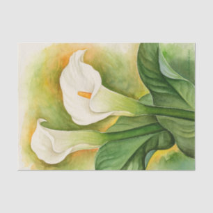 Floral White Cala Lily Decoupage Watercolor Tissue Paper