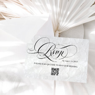 Floral White Calligraphy Wedding RSVP Card