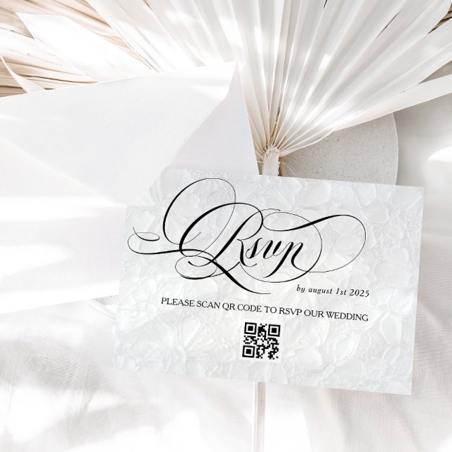 Floral White Calligraphy Wedding RSVP Card (Creator Uploaded)