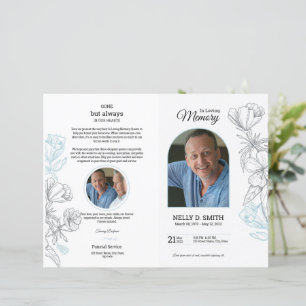 Floral White Funeral Program Template