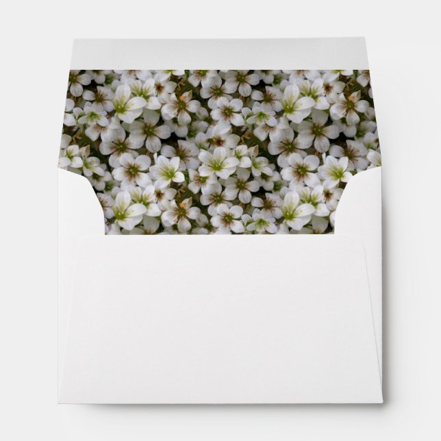 Floral White Garden Flowers Custom Address Envelope (Back (Bottom))