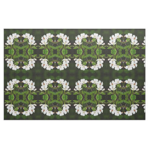 Floral white, green and black fabric