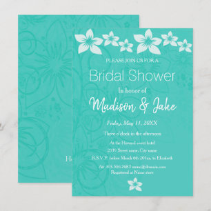 Floral white hibiscus flower bridal shower invitation
