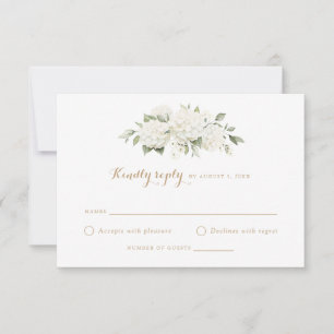 Floral White Hydrangea Greenery Wedding RSVP Invitation