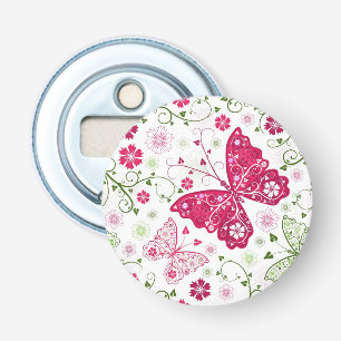 Floral White Pattern Bottle Opener