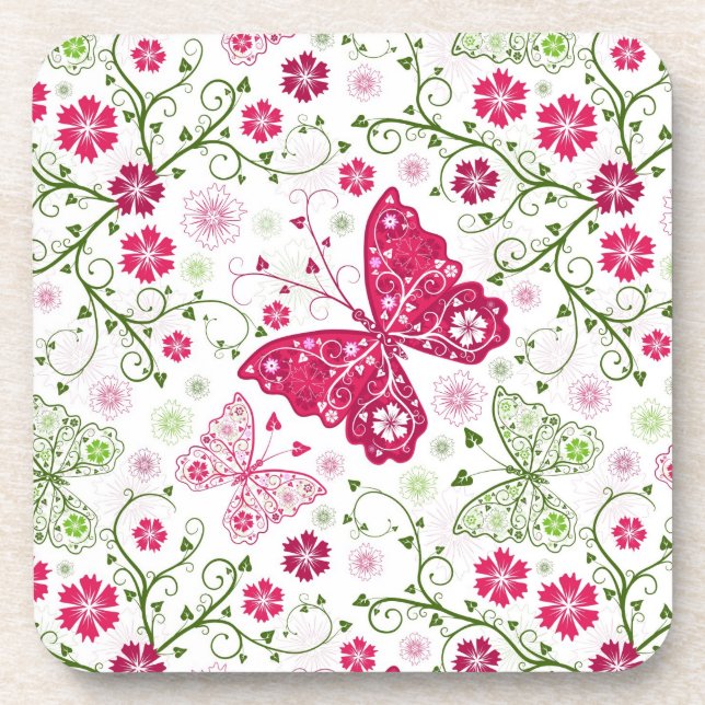 Floral White Pattern Coaster (Front)