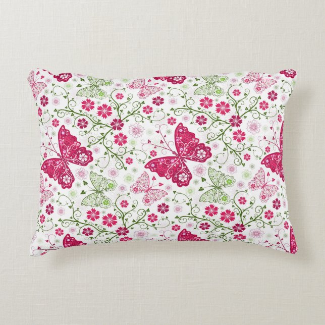 Floral White Pattern Decorative Cushion (Front)