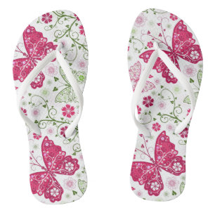 Floral White Pattern Flip Flops