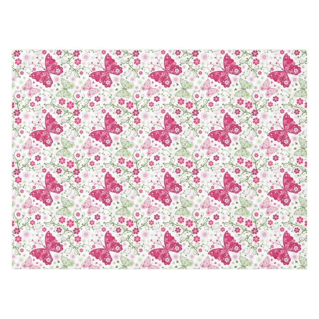 Floral White Pattern Tablecloth (Front (Horizontal))