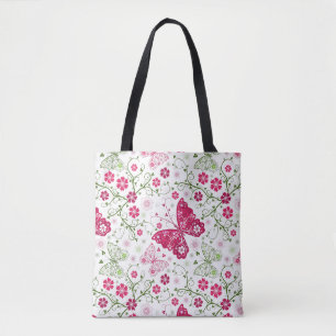Floral White Pattern Tote Bag