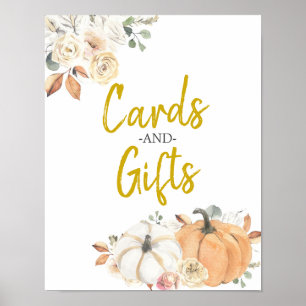 Floral White Pumpkin Cards and Gifts Poster