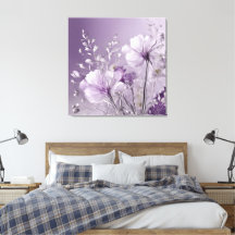 Floral White & Purple Silver AI art 