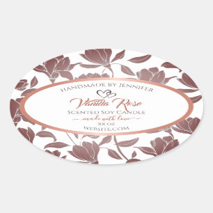 Floral White Rose Gold Product Packaging Labels