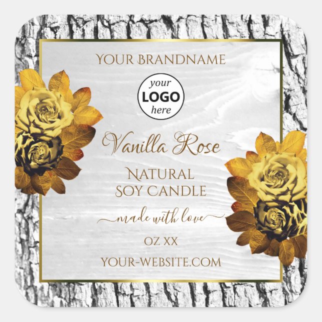 Floral White Tree Bark Grain Product Labels Logo (Front)