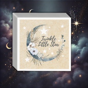 Floral White Twinkle Little Star Baby Shower Napkin