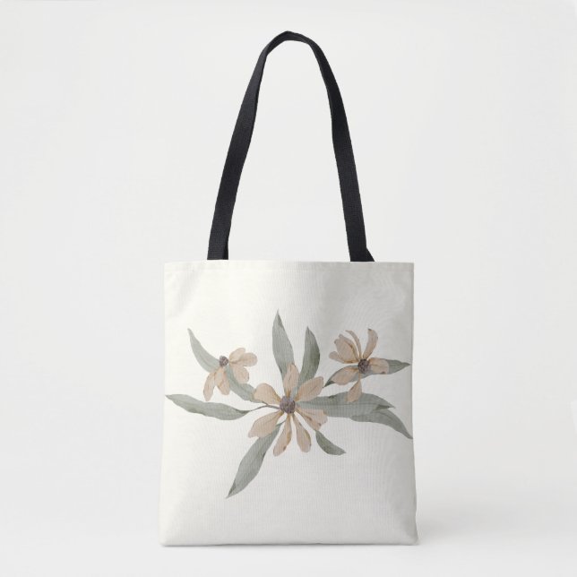 Floral White, Wildflower Tote Bag (Front)
