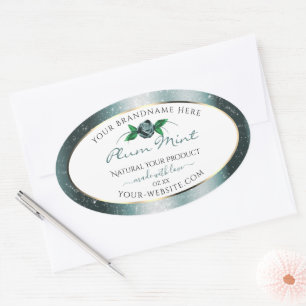 Floral White with Dark Teal Glitter Product Labels